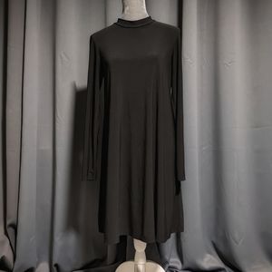 TIANA B. stretchy knit black trapeze dress